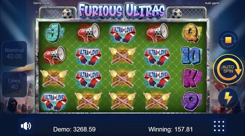 Furious Ultras - основен екран на играта с трибуна